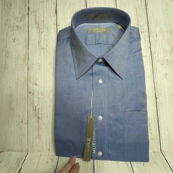 NORDSTROM Men's Long Sleeve Button Up Dress Shirt Smartcare Wrinkle Free 16 x 24 - Picture 9 of 9